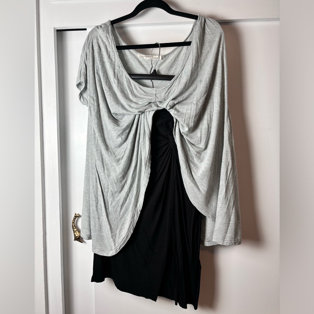 2 for 1 AllSaints Grey Mollie Tee and Black knotted Twine Li Skirt set size 10